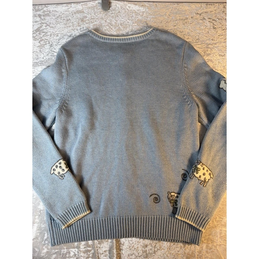 Pendleton Cardigan Women's M Vintage Blue Sheep Embroidered Cotton Cottagecore - Picture 6 of 10